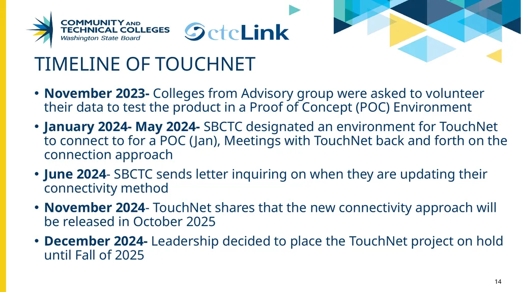 PBCS & TouchNet update Project Management Office - slide 14 of 19