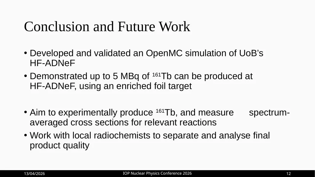 Optimisation of 161Tb Production at HF-ADNeF Max - slide 19 of 20