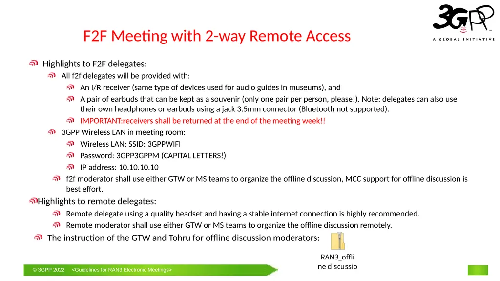 Guidelines for RAN3 f2f Meetings with Remote - slide 9 of 11
