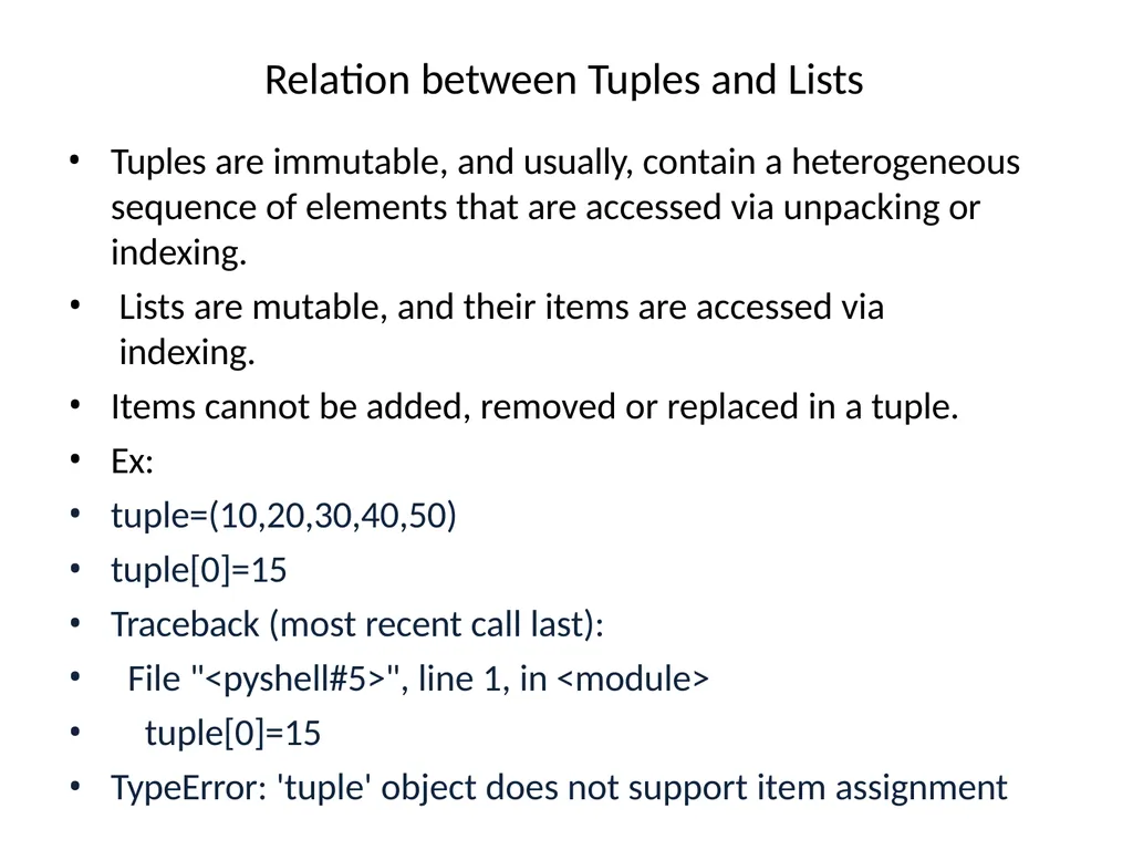 Tuple in Python Tuple Creation Tuple in Python In - slide 22 of 53