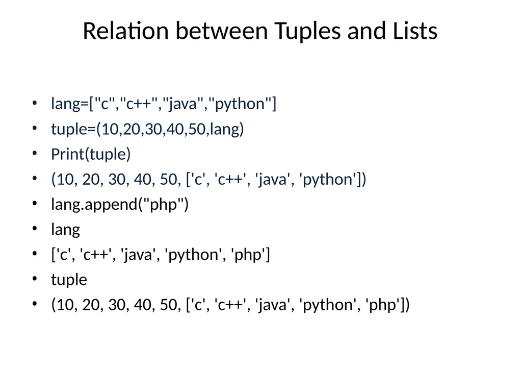 Tuple in Python Tuple Creation Tuple in Python In - slide 24 of 53