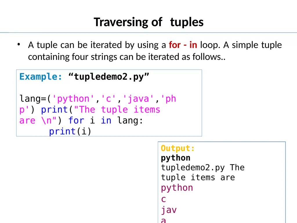 Tuple in Python Tuple Creation Tuple in Python In - slide 13 of 53