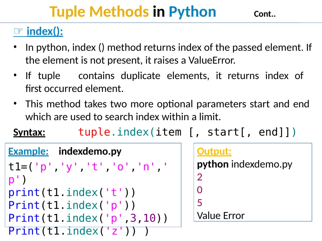 Tuple in Python Tuple Creation Tuple in Python In - slide 21 of 53