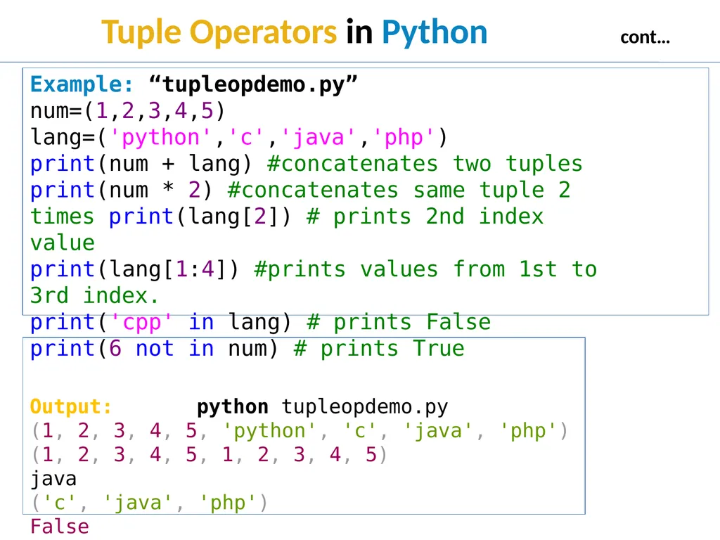 Tuple in Python Tuple Creation Tuple in Python In - slide 9 of 53
