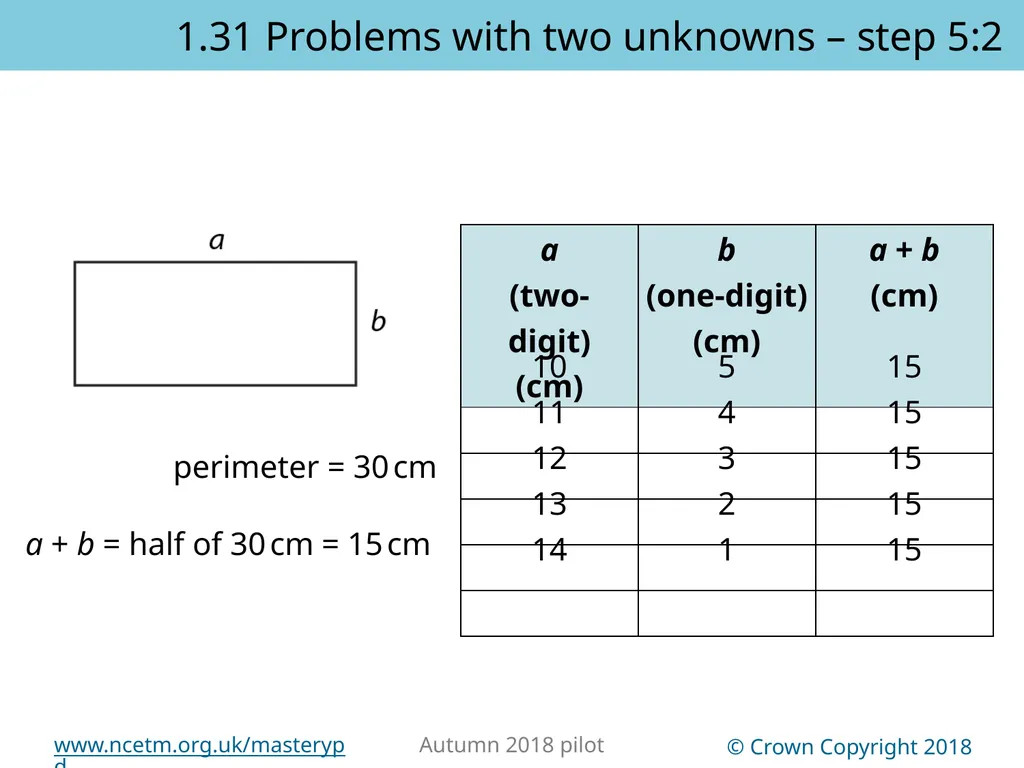 1.31 Problems with two unknowns Representations | - slide 43 of 44