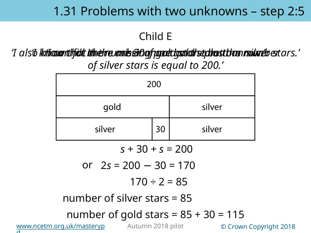 1.31 Problems with two unknowns Representations | - slide 15 of 44