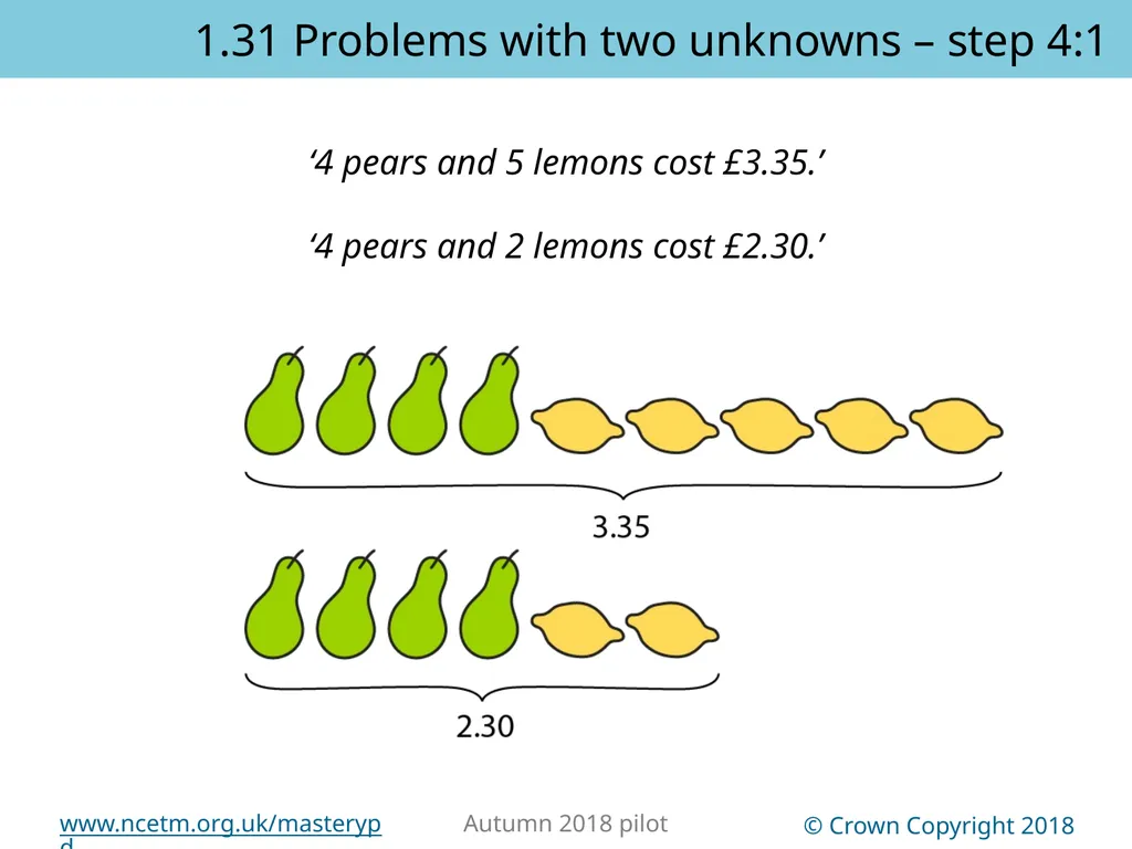 1.31 Problems with two unknowns Representations | - slide 25 of 44