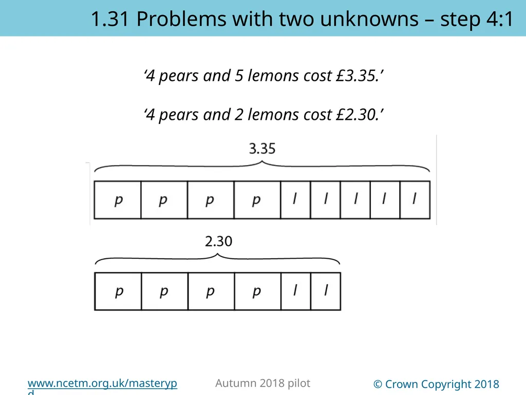 1.31 Problems with two unknowns Representations | - slide 26 of 44