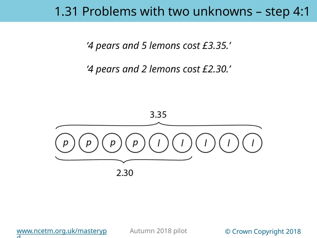 1.31 Problems with two unknowns Representations | - slide 27 of 44