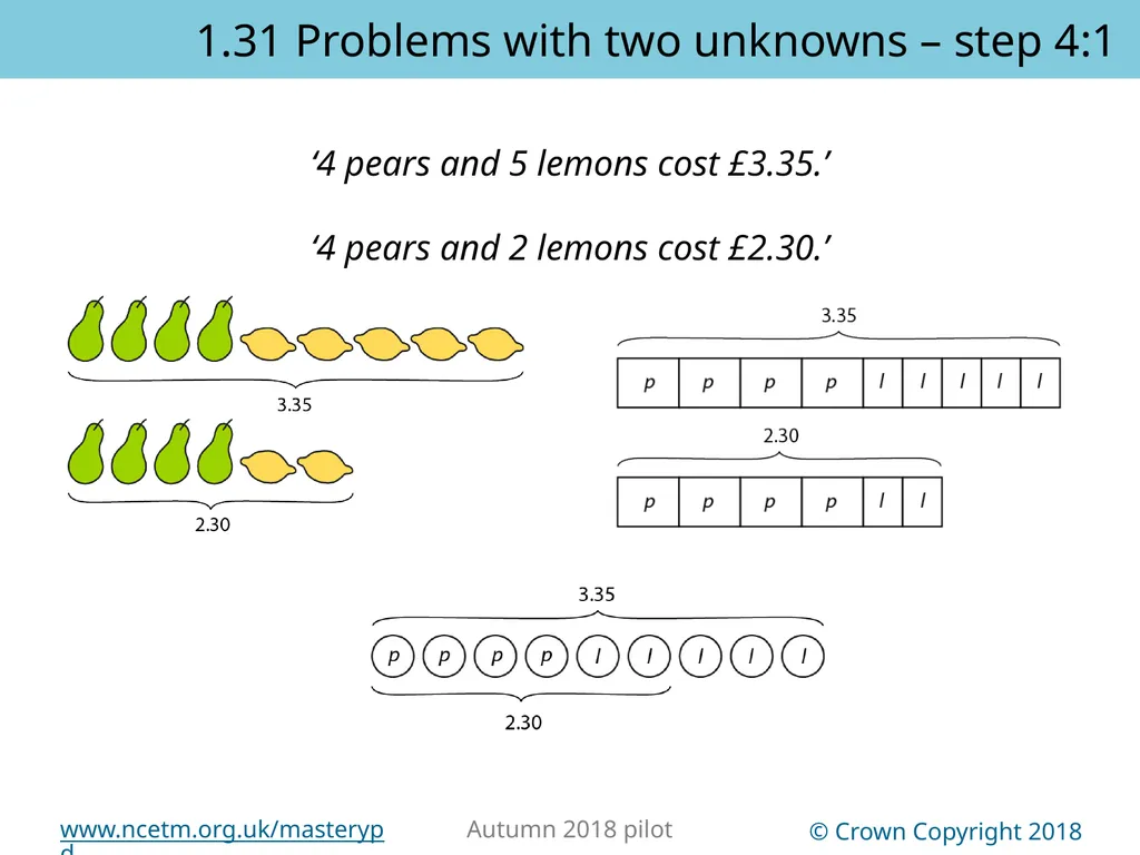 1.31 Problems with two unknowns Representations | - slide 28 of 44