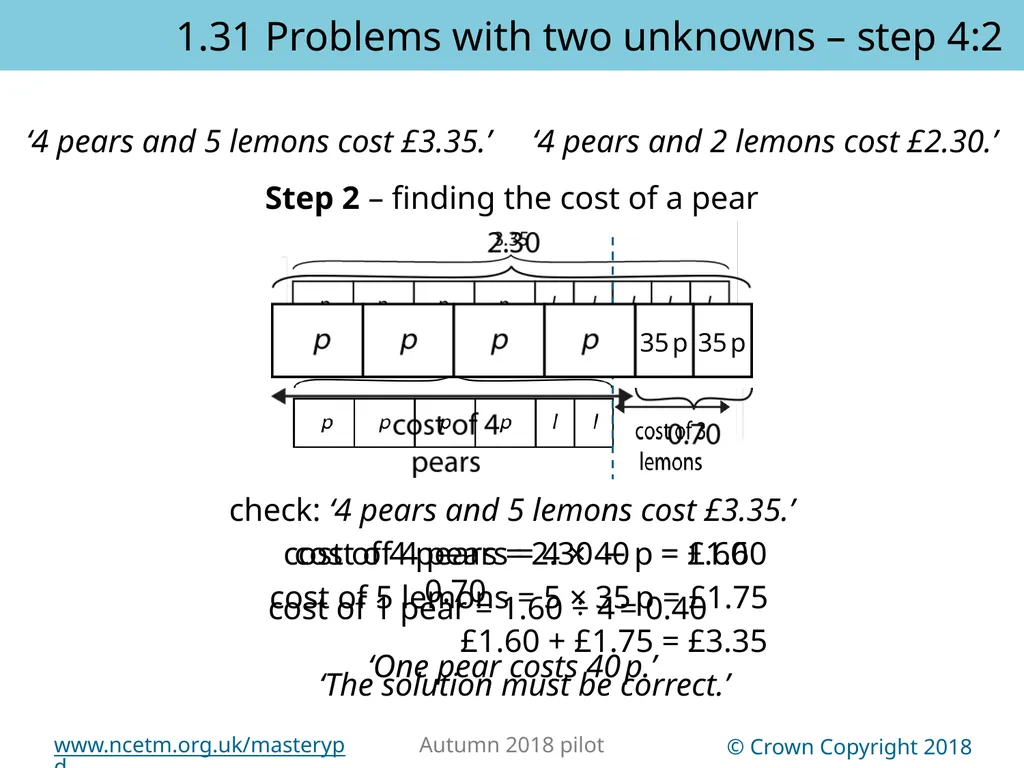 1.31 Problems with two unknowns Representations | - slide 30 of 44