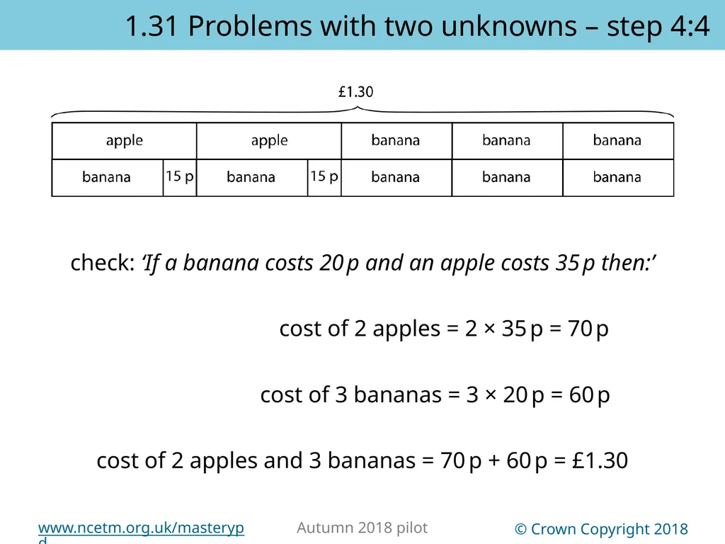 1.31 Problems with two unknowns Representations | - slide 35 of 44