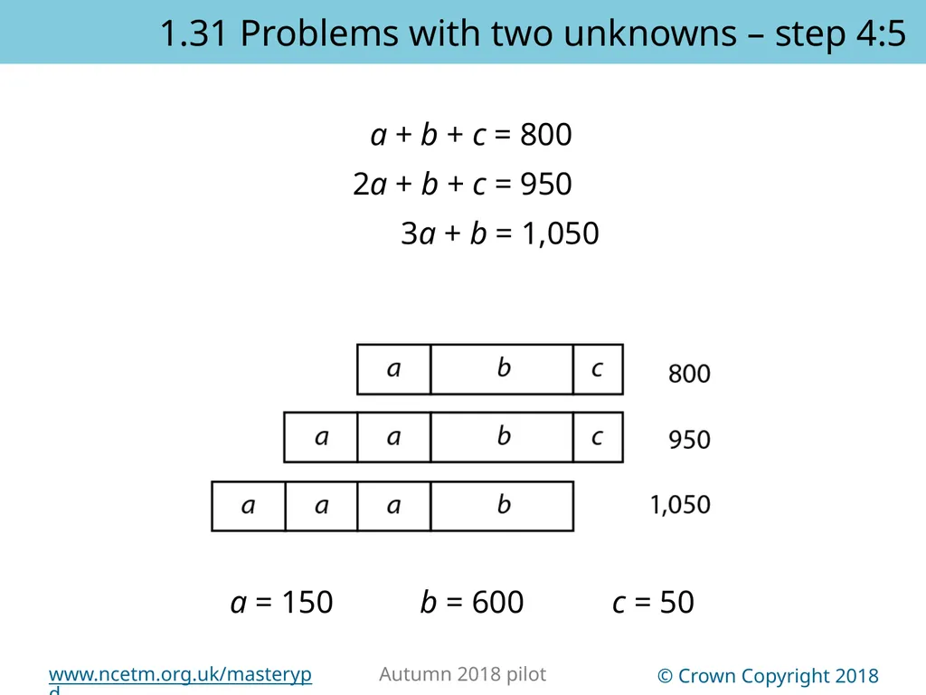 1.31 Problems with two unknowns Representations | - slide 40 of 44