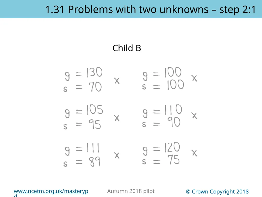 1.31 Problems with two unknowns Representations | - slide 8 of 44