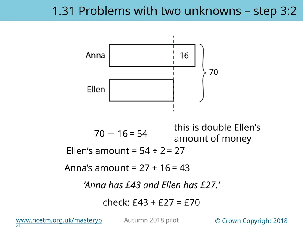 1.31 Problems with two unknowns Representations | - slide 18 of 44