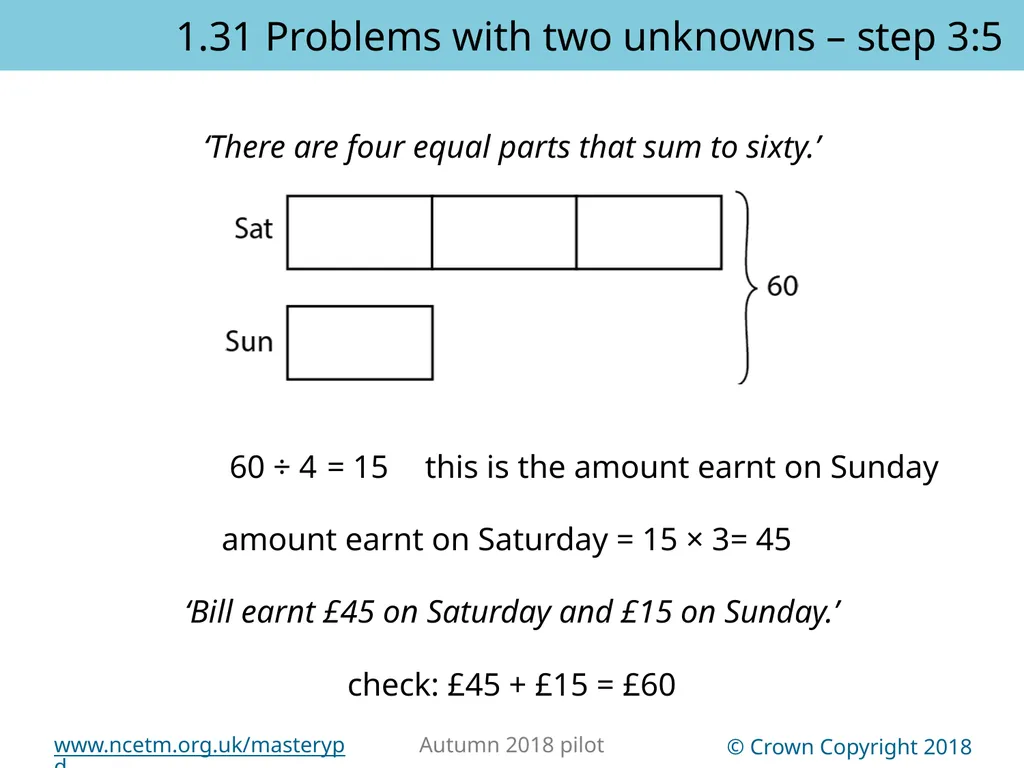 1.31 Problems with two unknowns Representations | - slide 22 of 44