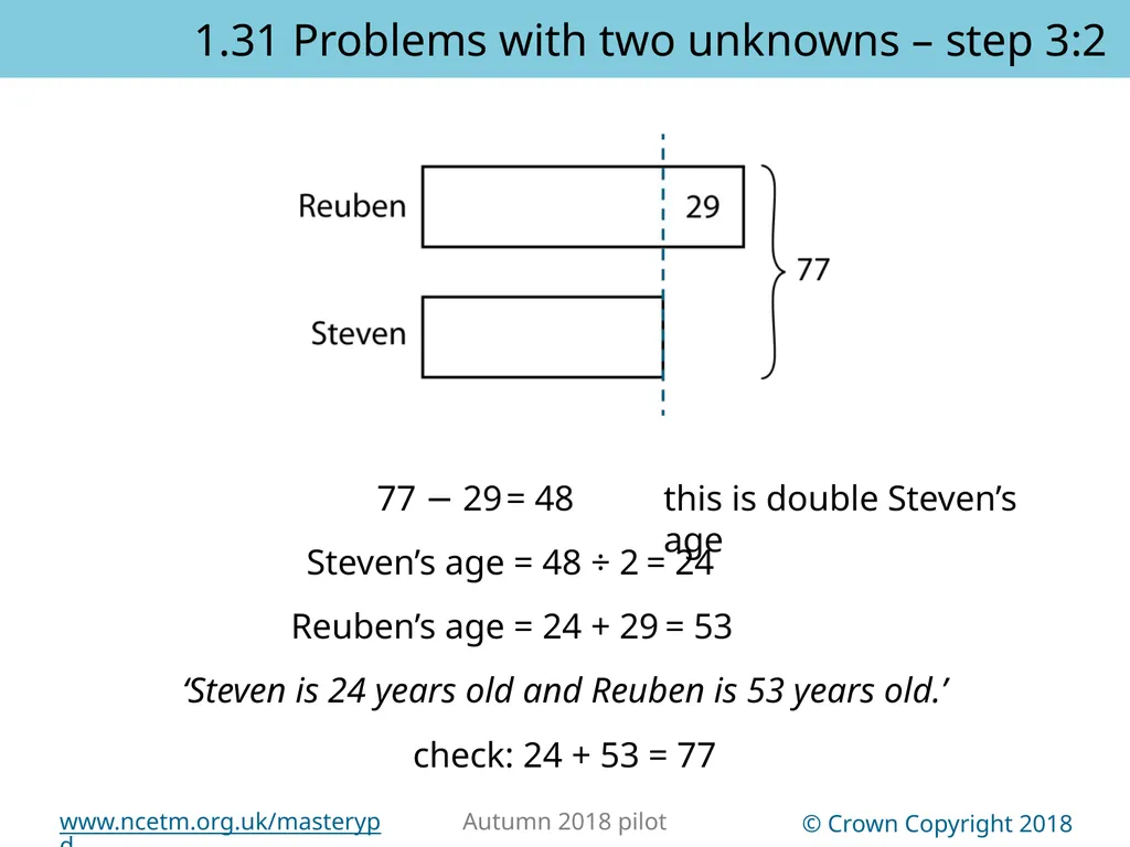 1.31 Problems with two unknowns Representations | - slide 19 of 44