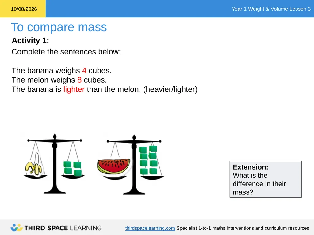 Weight & Volume Lesson 3 Ready-to-go Lesson Slides - slide 10 of 21