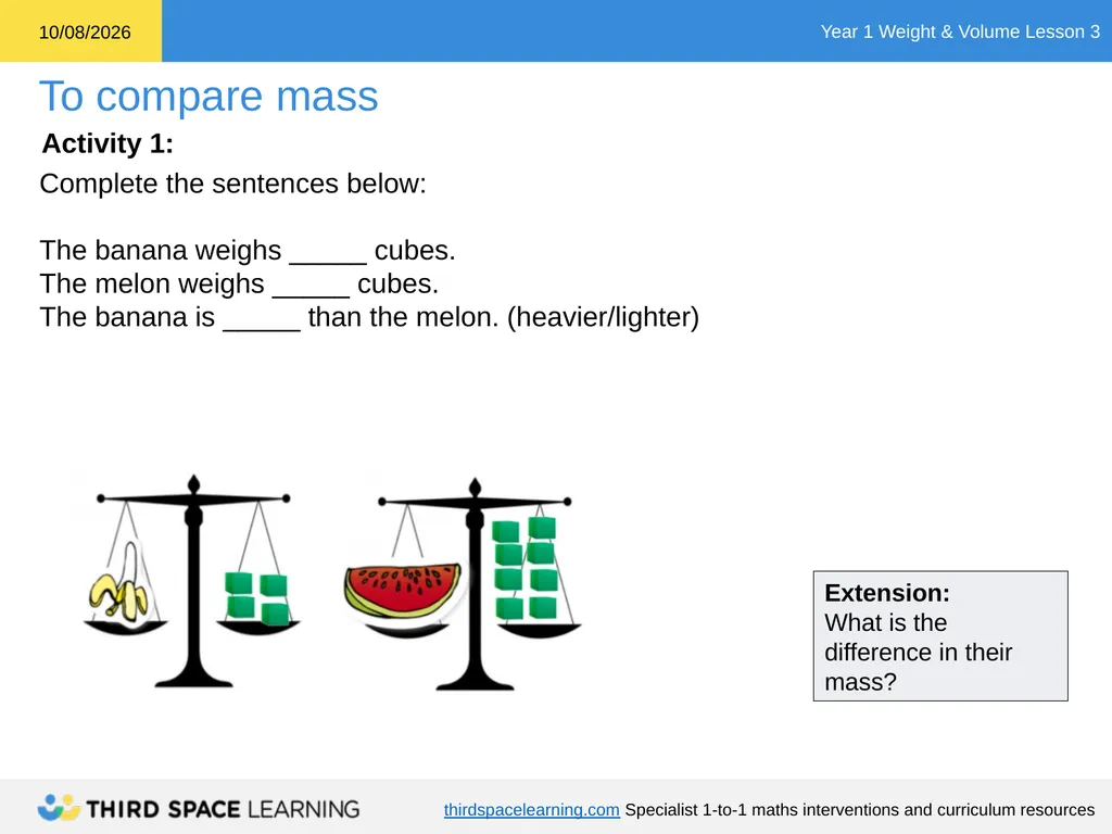 Weight & Volume Lesson 3 Ready-to-go Lesson Slides - slide 9 of 21
