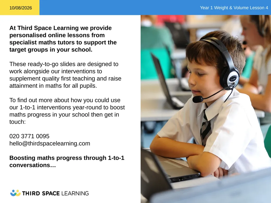 Weight & Volume Lesson 3 Ready-to-go Lesson Slides - slide 2 of 21