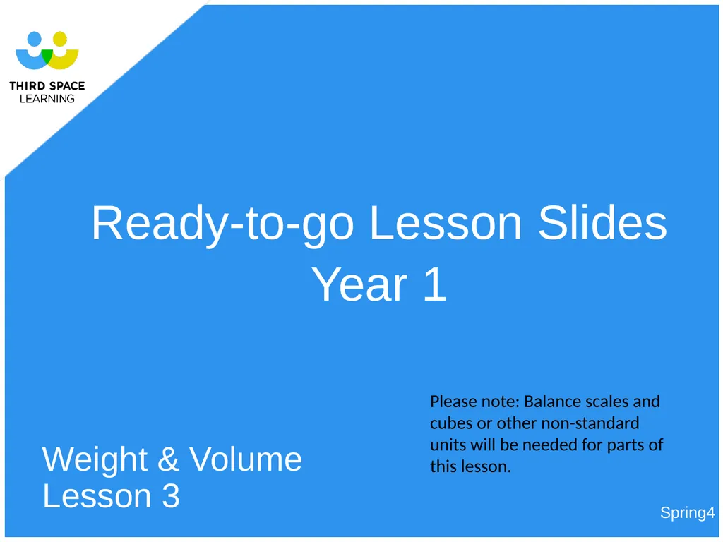 Weight & Volume Lesson 3 Ready-to-go Lesson Slides - slide 1 of 21