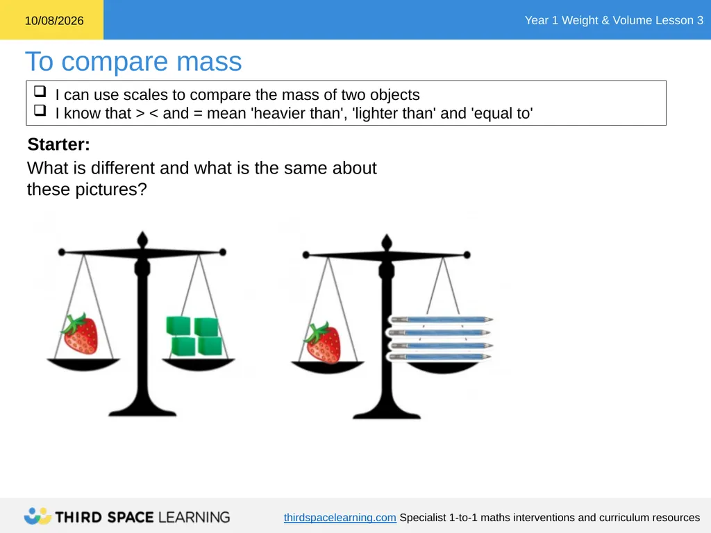 Weight & Volume Lesson 3 Ready-to-go Lesson Slides - slide 3 of 21