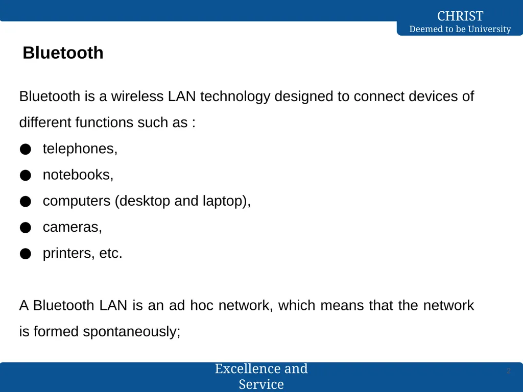 Computer Networks Bluetooth- L2CAP & Baseband - slide 2 of 27