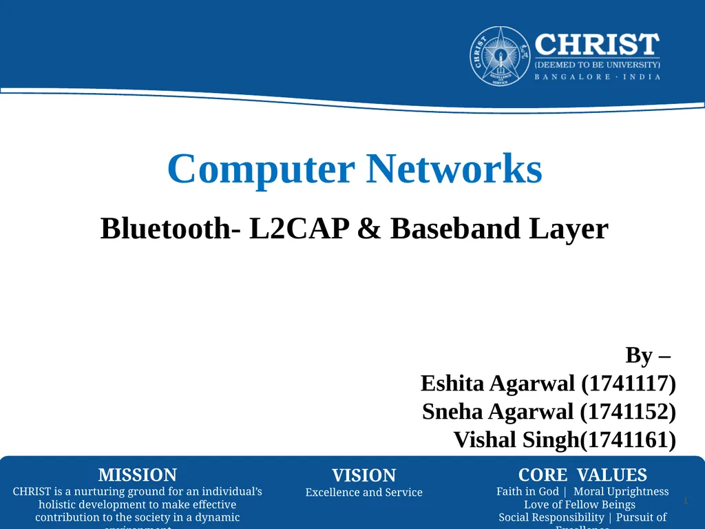 Computer Networks Bluetooth- L2CAP & Baseband - slide 1 of 27