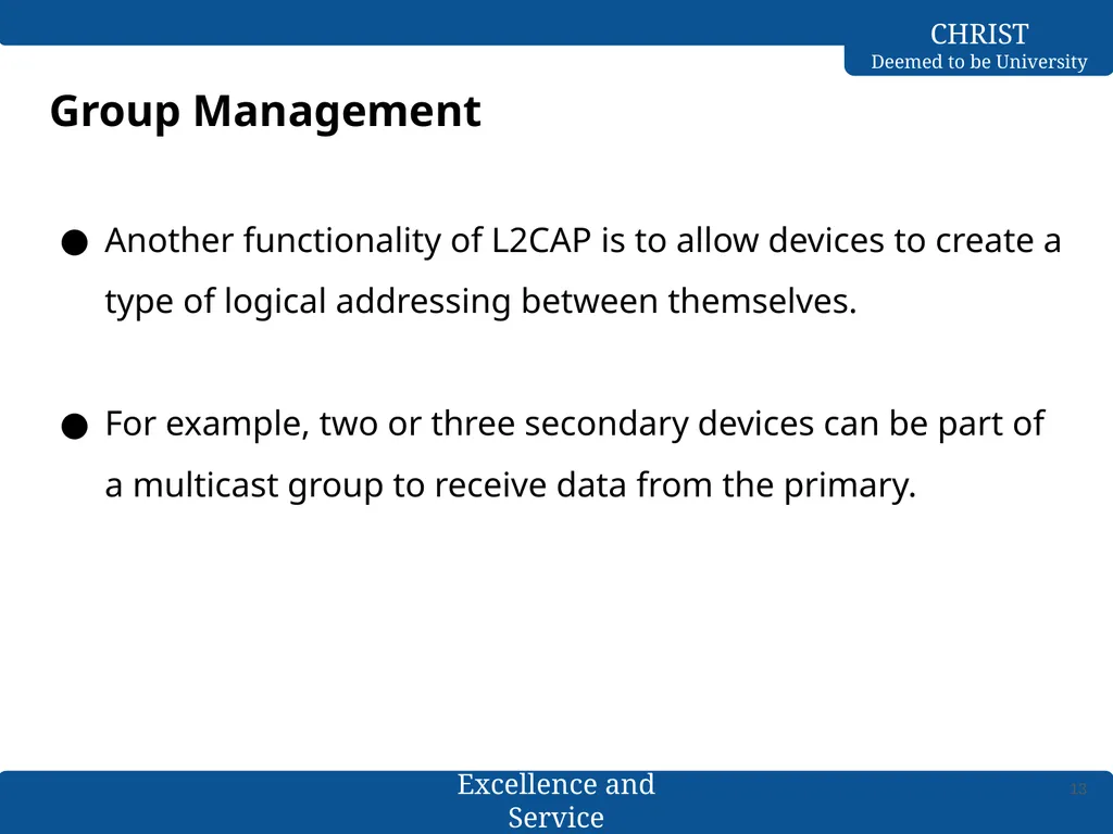 Computer Networks Bluetooth- L2CAP & Baseband - slide 13 of 27