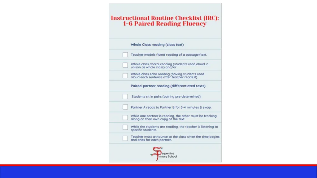 Paired Reading Fluency Classroom routine Take your - slide 2 of 8