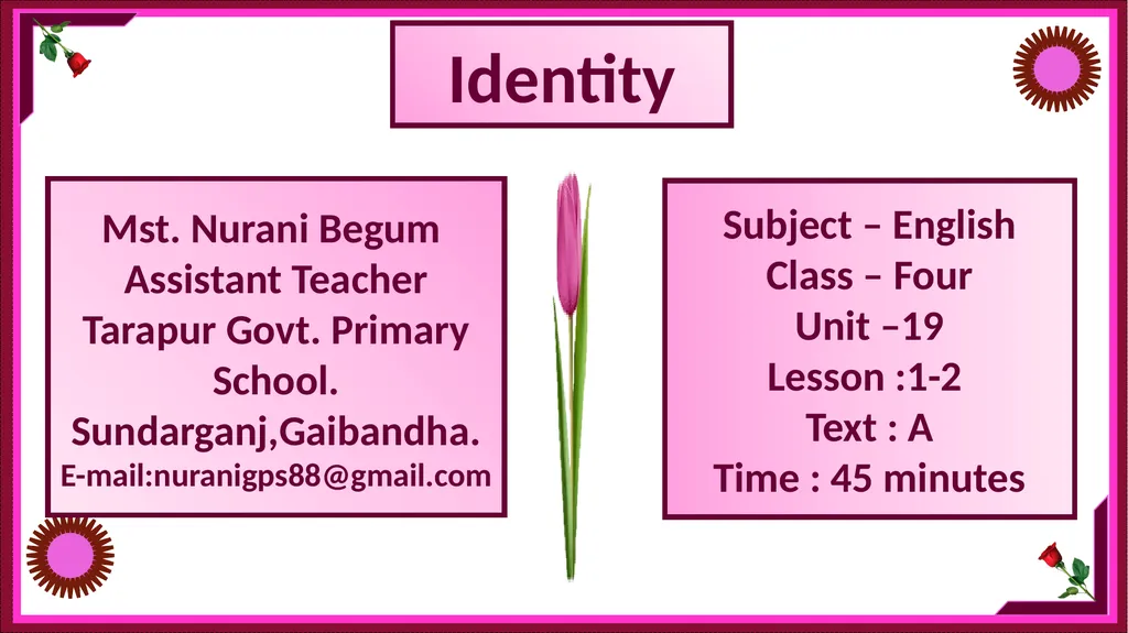 welcome Identity Subject – English Class – Four - slide 2 of 17