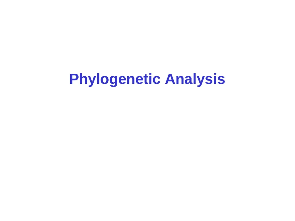 Phylogenetic Analysis Introduction to Phylogenetic