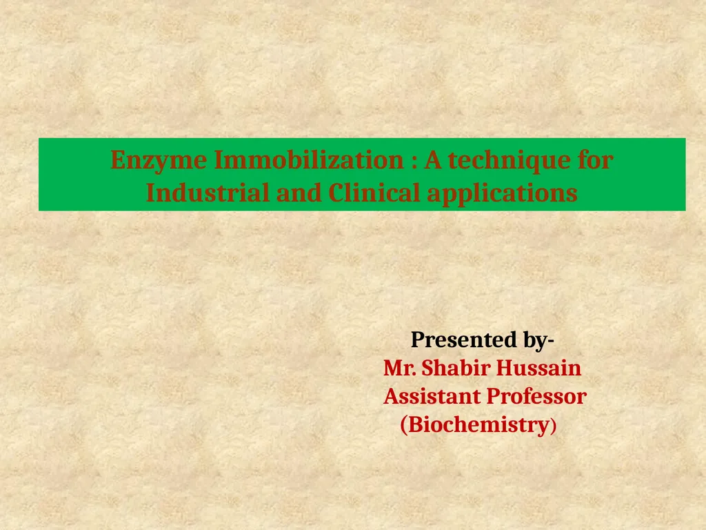 Enzyme Immobilization : A technique for Industrial