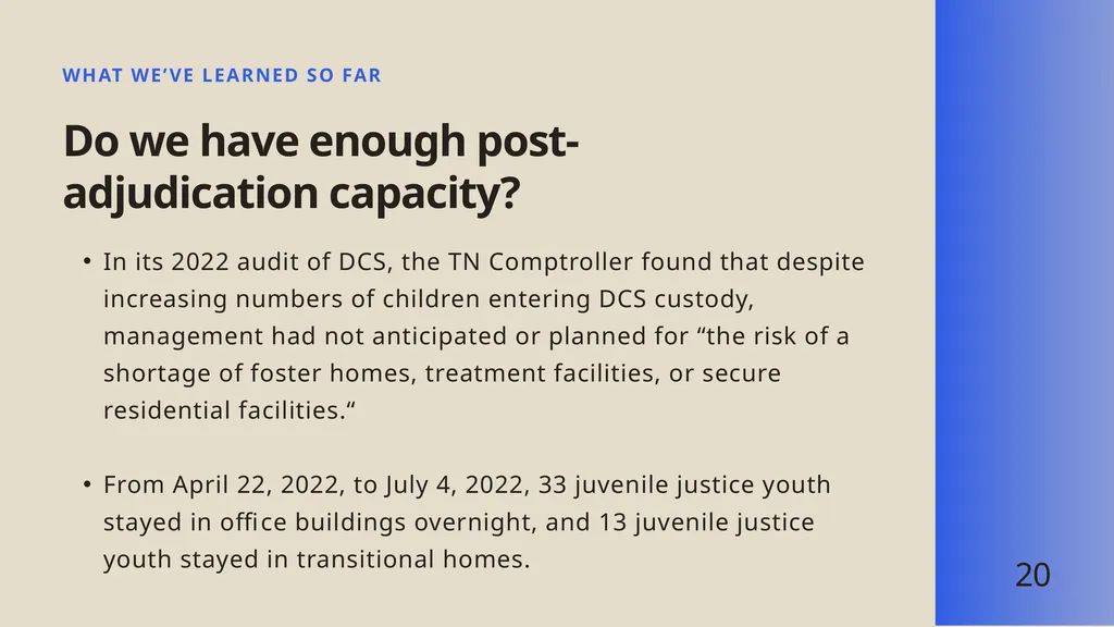 Juvenile Detention Challenges in Tennessee - slide 20 of 24