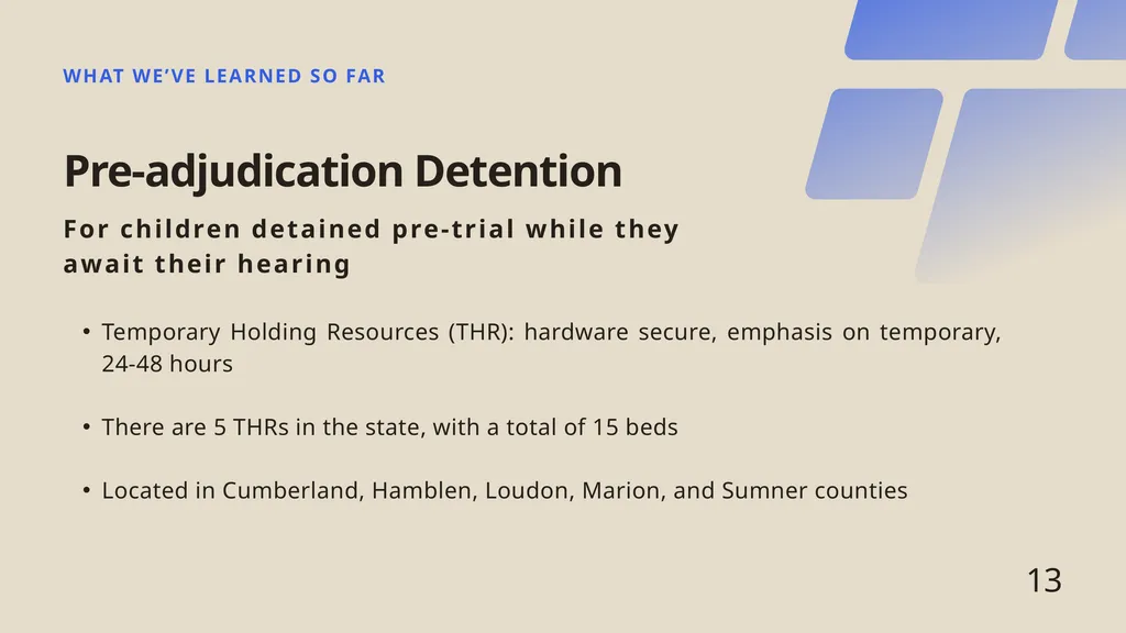 Juvenile Detention Challenges in Tennessee - slide 13 of 24