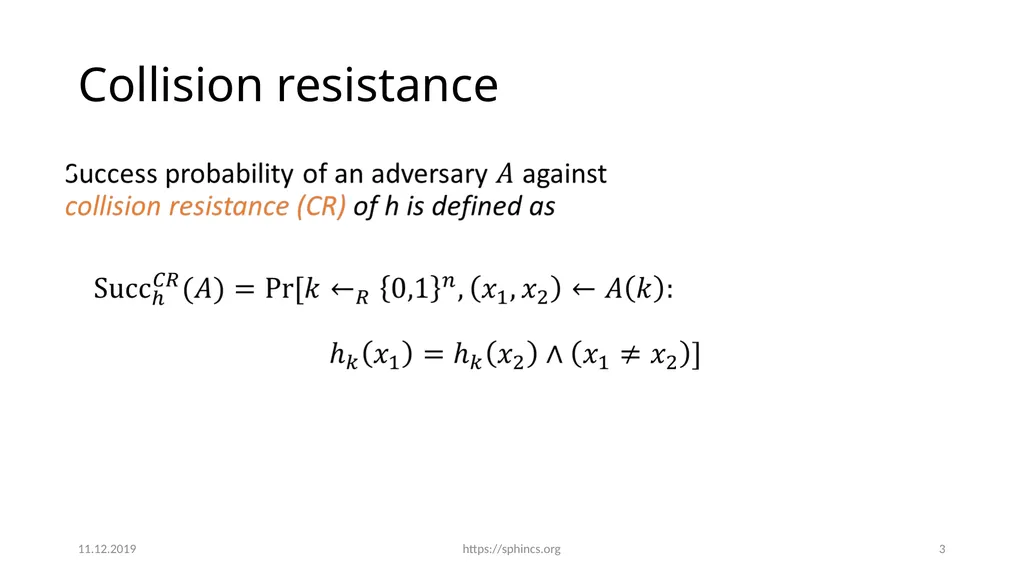 From hash-function security in a post-quantum - slide 3 of 48
