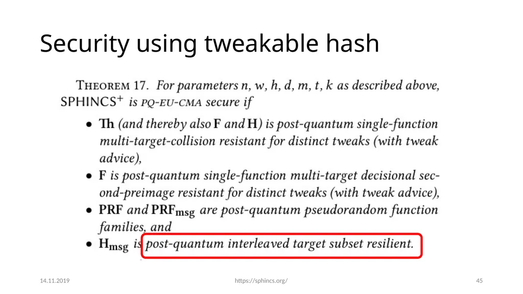 From hash-function security in a post-quantum - slide 44 of 48