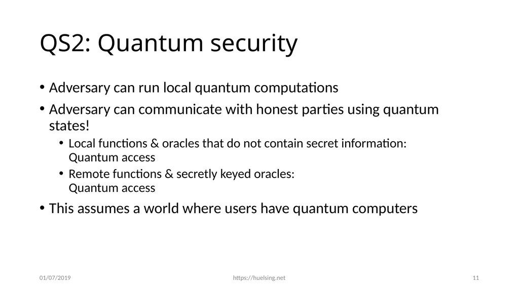 From hash-function security in a post-quantum - slide 11 of 48