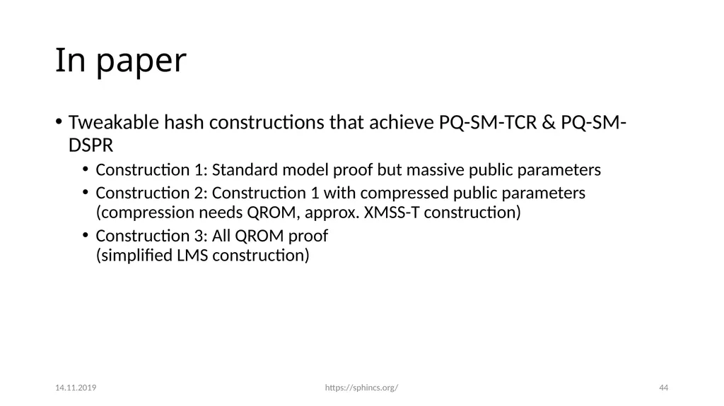 From hash-function security in a post-quantum - slide 43 of 48