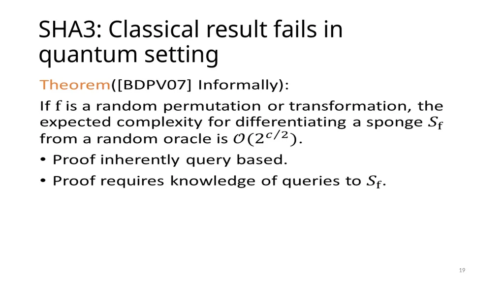 From hash-function security in a post-quantum - slide 19 of 48
