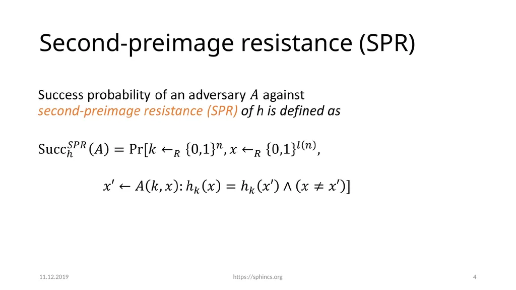 From hash-function security in a post-quantum - slide 4 of 48