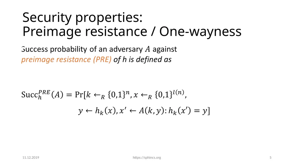 From hash-function security in a post-quantum - slide 5 of 48
