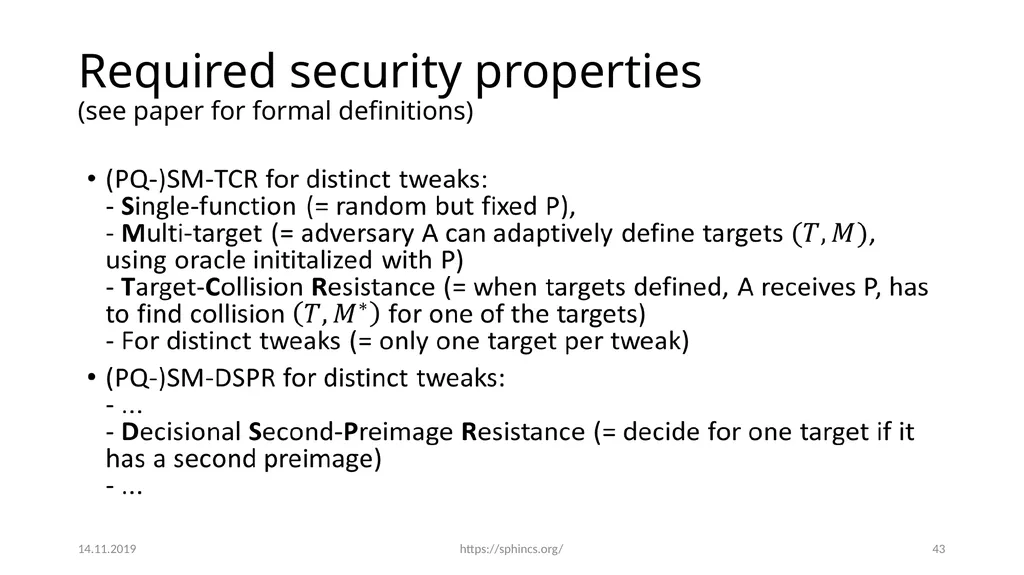From hash-function security in a post-quantum - slide 42 of 48