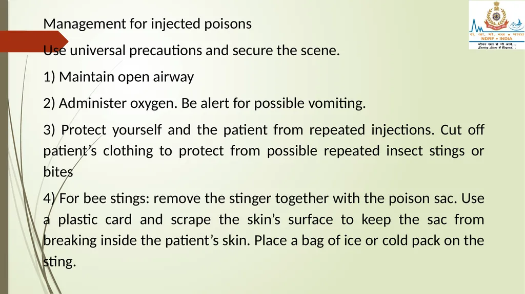 POISONING & SNAKE/ INSECT BITES LESSON -28 BY - slide 22 of 31