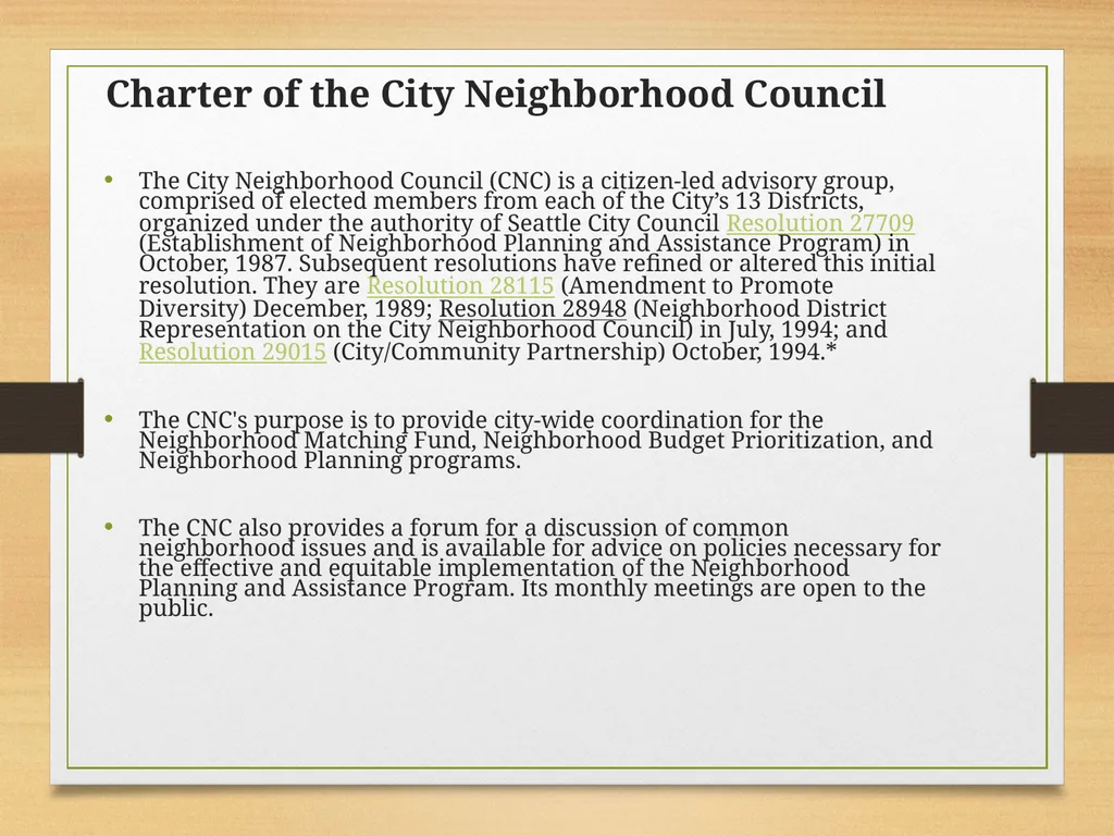 City Neighborhood Council and the Neighborhood - slide 2 of 12