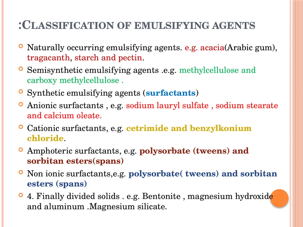 Emulsions EMULSIONS An emulsion is a dispersion in - slide 24 of 33