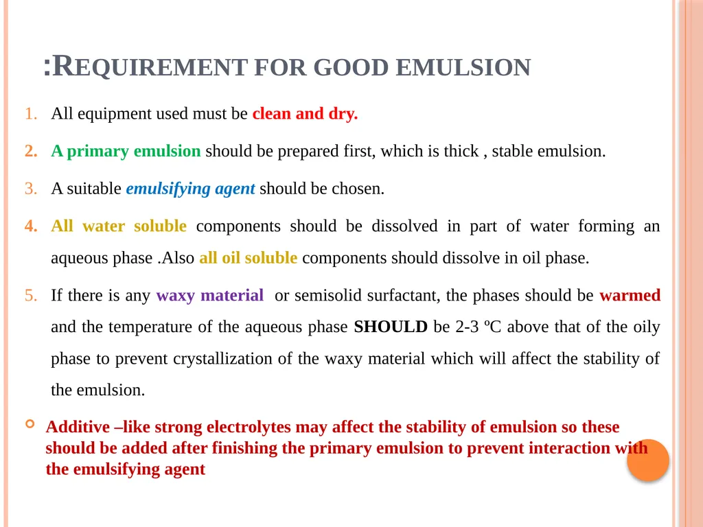 Emulsions EMULSIONS An emulsion is a dispersion in - slide 6 of 33