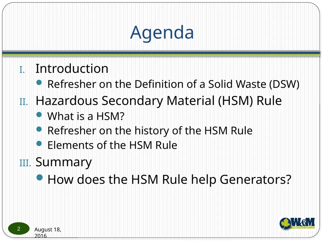 Solid and Hazardous Waste - New Hazardous - slide 2 of 28