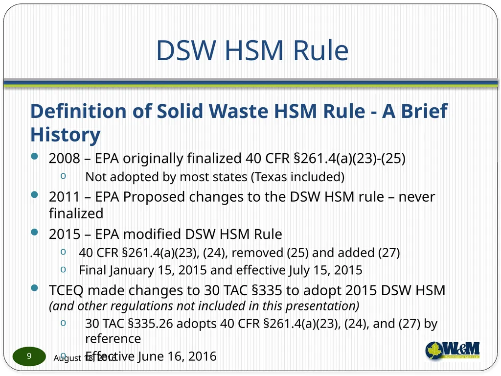 Solid and Hazardous Waste - New Hazardous - slide 9 of 28