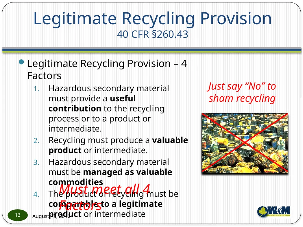 Solid and Hazardous Waste - New Hazardous - slide 13 of 28